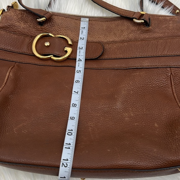Gucci Brown Pebbled Leather Ride Satchel - Picture 16 of 17
